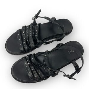 Frye Alexa Concho Strappy Sandals Black Studded Leather Women’s Size 10